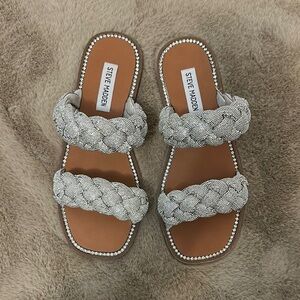 Steve Madden Silver Braided Sandals